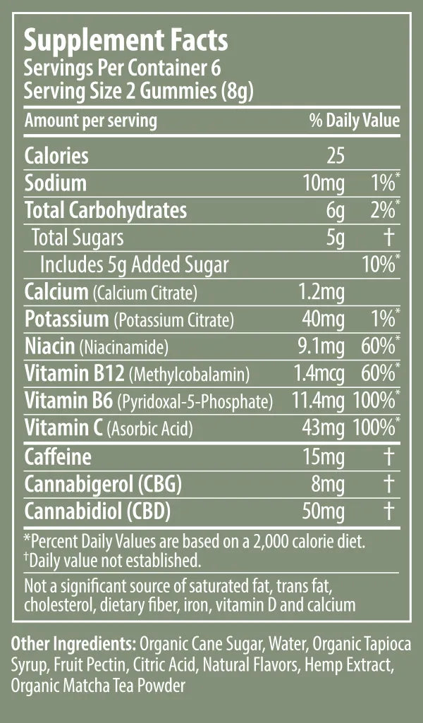 Honeydew Melon Enhanced Energy Gummies Panel